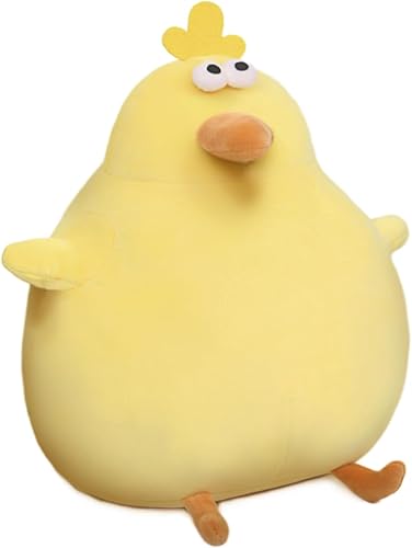 Lindo peluche de pollo gordo de 12 pulgadas, almohada de felpa de pollo encogido gordito, juguete de peluche amarillo suave, divertido muñeco de