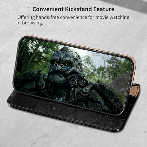 Belemay Compatible with iPhone 16 Pro Max Case Wallet, Durable Genuine Leather, RFID Blocking Card Holders, Shockproof TPU Shell, Kickstand, Drop Protection, Protective Flip Cover 6.9", Black by Belemay - Image 4