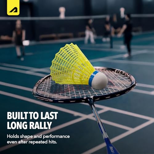 Image of Boldfit Badminton Shuttlecock Set 3pcs High Durability Badminton Nylon Shuttle with Natural Wood Cork Base Ideal for Daily Practice for Beginners & Players Rally 200 Yellow (Pack of 3)