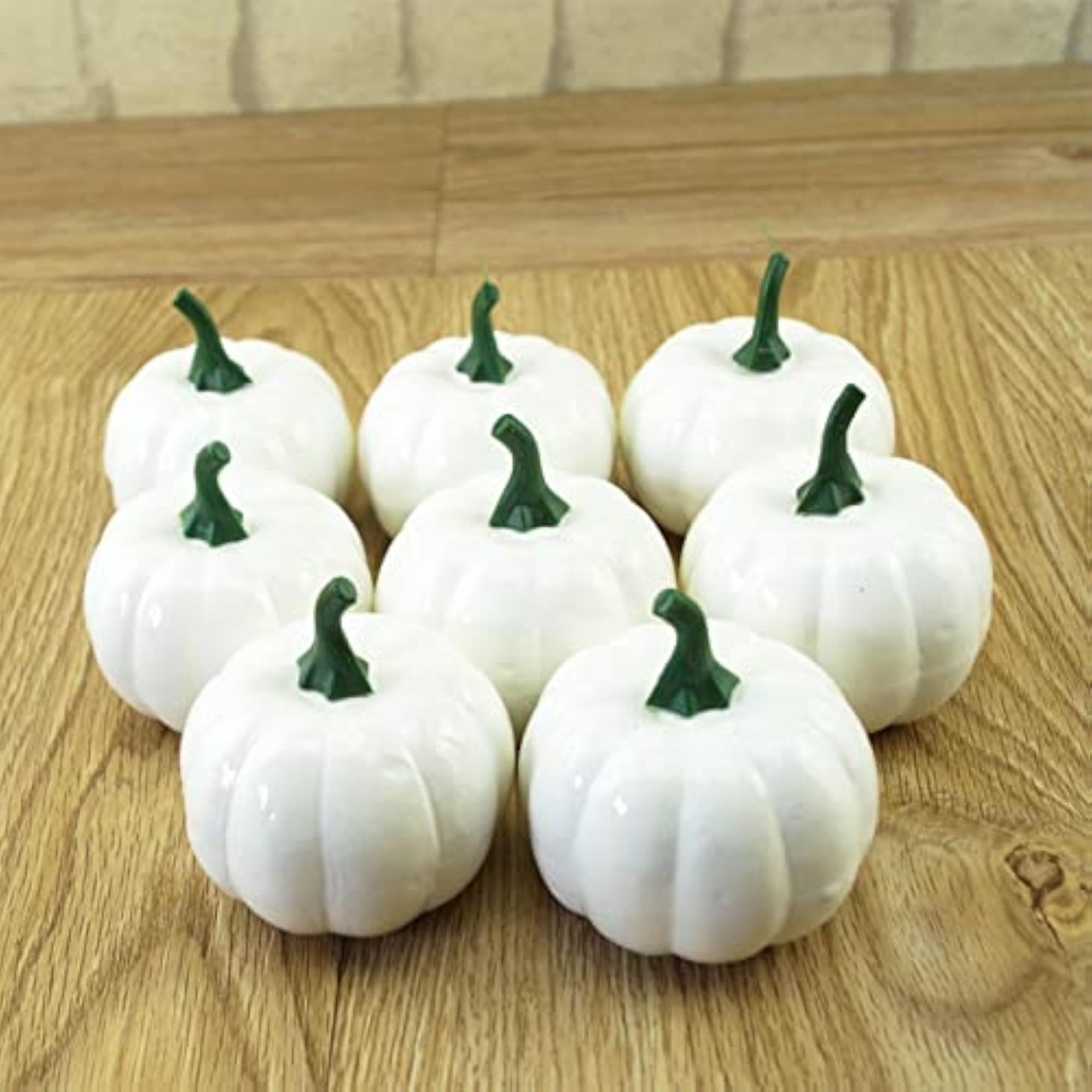 8Pcs White Artificial Pumpkins for Halloween Table Decor