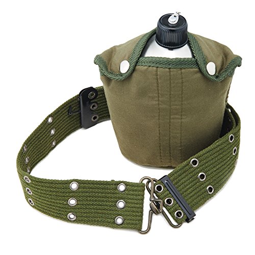 DARTMOOR Stainless Steel Canteen Military with Cup G.I. Army Green Nylon Cover Waist Belt for Camping/Hiking/Survival