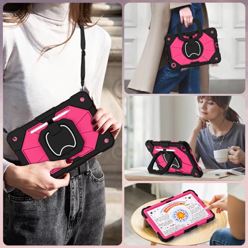 Image of WESOROL Case for Samsung Galaxy Tab A11 Plus Galaxy Tab A9 Plus 11 Inch,Shockproof Cover for Samsung Tablet A11+ /A9+ Case with Screen Protector 360 Rotating Stand Pencil Holder,Black Pink
