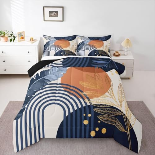 Geométrico Edredon Cama 150, Moderno Juego de Cama de Microfibra, 1 Nordico 240x220 y 2 Fundas, Ligero y Suave, 4 Estaciones X527