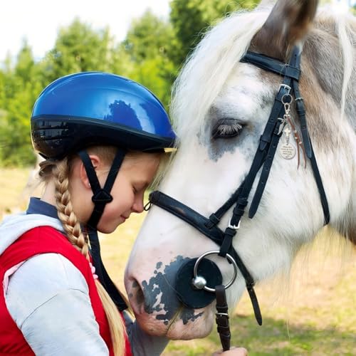 DELORIGIN 2Pcs Horse Saddle and Bridle Charm Clip Bridle Saddle Riding Hanging Ornament Round Sign Leather Cord Pendant for Bless This Horse and Rider Keep Safe Gifts Keychain Decoration