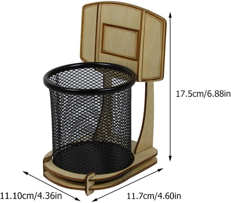Toyvian Basketball Pen Holder Wooden: Basketball Frame Shape Pen Organizer with Basketball Hoop Pattern for Office - Creative Stationery DIY Pen Stand Wooden Craft - 4.36 X 4.60 X 6.88 Inches image 4