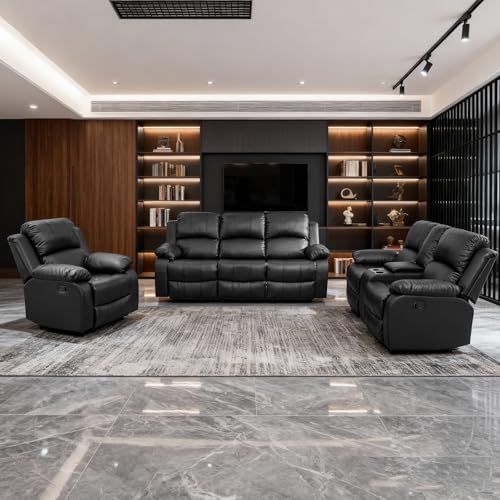 Saxum Tegmen 3-Piece Leather Recliner Sofa Set