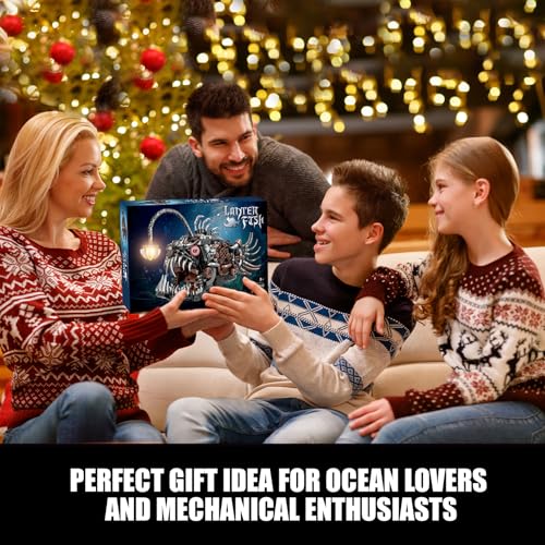Image of Mechanical Angler Fish Building Set with Light, Creative Ocean Lantern Fish Animal Toy for Home Office Decor, Compatible with Lego Shark, STEM Gift for Adults Teens Boys 8-14+ (1038 PCS)