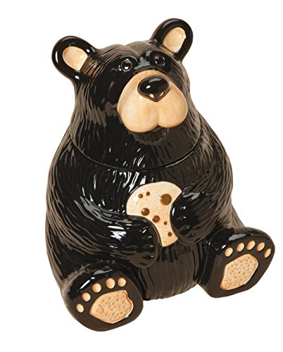 Cute Bear With Cookie Classic Black 12 x 9 Glossy Ceramic Cookie Jar Container Cute Bear With Cookie Classic Black 12 x 9 Glossy Ceramic Cookie Jar Container