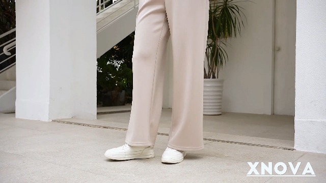 Mrat Samthose Damen - Elegante Velours Hose Mit Weitem Bein & Kordelzug