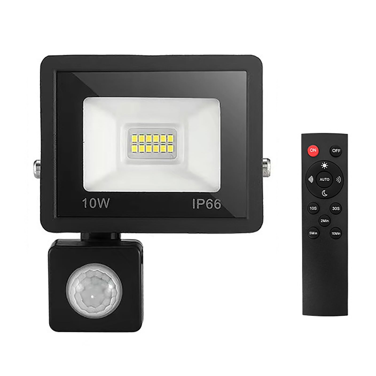 Yokqexz 10W Outdoor Flood Light With PIR Sensor - IP66 Waterproof Remote Operated Security Lighting 15M Detection Range(10W,White light)