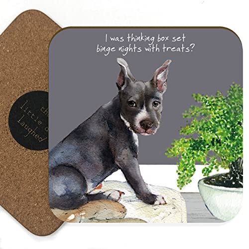 I was Thinking Box Set with Treats Blue Staffy Little Dog Laughed Untersetzer Geschenk CTR98