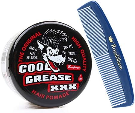 Cool Grease Cock Grease Pomade (7.4 Oz) - 3 Pack of Pomades + RoyalShave Unbreakable Comb Set!