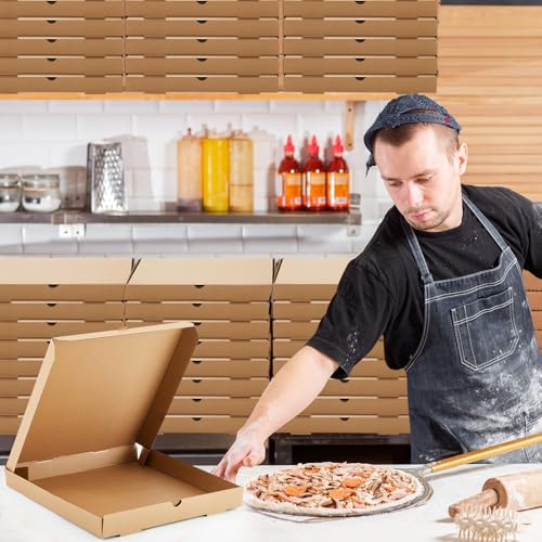 Fullhawl 10 Pcs Pizza Boxes 14" x 14" Brown Corrugated Pizza Box, Grease Resistant Kraft Takeout Containers Packing Boxes for Homemade Cake, Cookies, Restaurant, Shipping Use, Food and Crafts by Fullhawl - Image 6