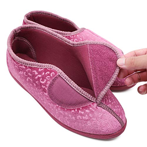 Women's Cozy Memory Foam Slippers with Adjustable Closure,Extra Wide Width Diabetic Arthritis Edema Swollen Feet House Shoes Indoor Outdoor Anti-Skid Rubber Sole3