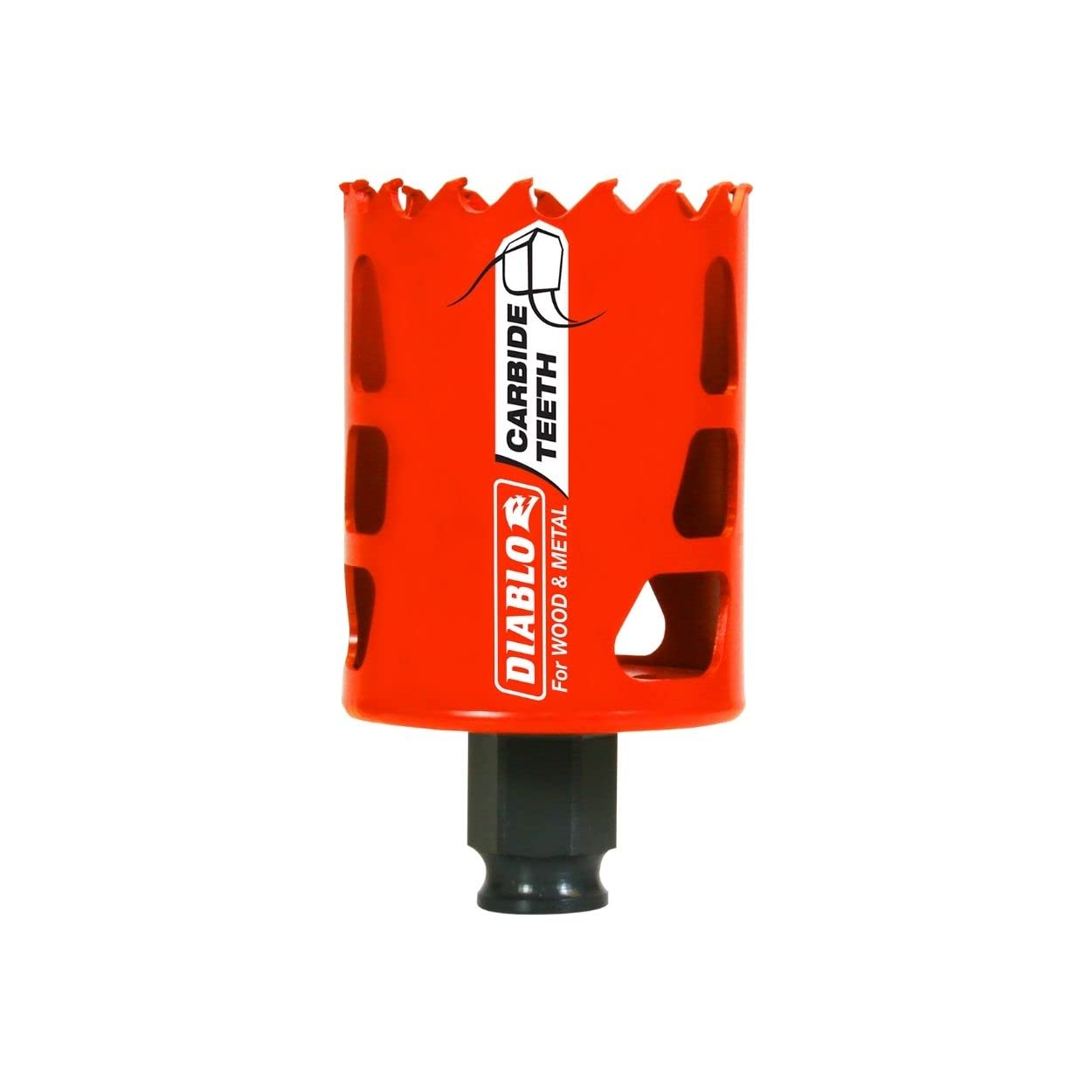 Diablo Carbide Teeth Hole Saw for Wood and Metal - Fits with Snap-Lock Plus Mandrel System, Tool-Free Plug Ejection - 2" Diameter, 2-3/8" Length - DHS2000CT