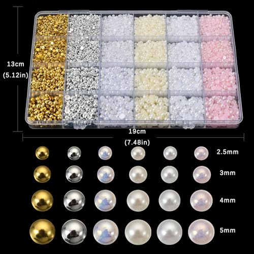 10000Pcs Nail Pearls, 3D Nail Charms, Flatback Pearls for Crafting, Charms for Nails Design