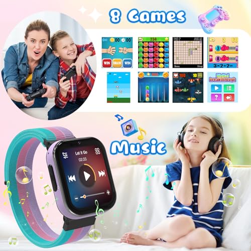 Image of 4G Kids Smart Watch, Smartwatch for Kids Phone Touch Screen, Educational Games Pedometer Fitness Alarm Calculator Clock Music Player, Suitable for Children Aged 4-10 Years Old, (Purple)