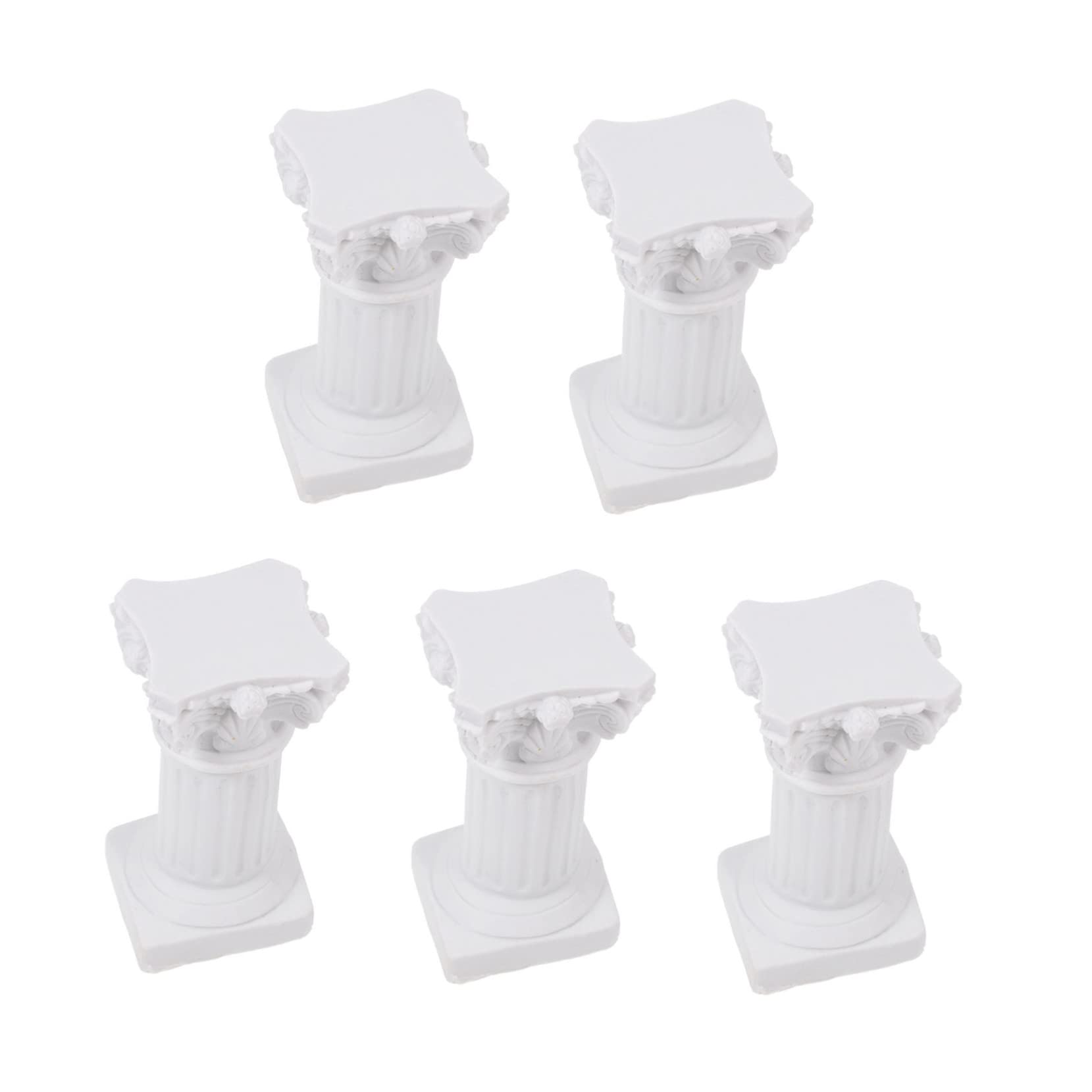 5pcs Roman Column Decoration Roman Pillar Statues Greek Column Statues Roman Pillar Figurine Micro Landscape Decoration Resin Pedestal Stand Flowerpot Base Garden Statues