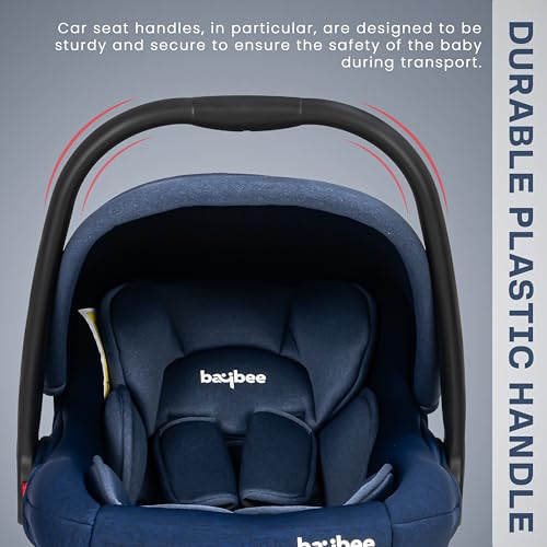 Image of Baybee Premium Baby Carry Cot for Newborn 0-15 Months, 4-in-1 Multipurpose Infant Rocker & Car Seat with Adjustable Handle, Safety Belt & Canopy | Travel Carrycot & Baby Car Seat | Weight Capacity Upto 25 Kgs (Blue)