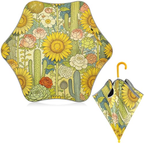 Paraguas para niños bohemio de girasoles resistente a los rayos UV