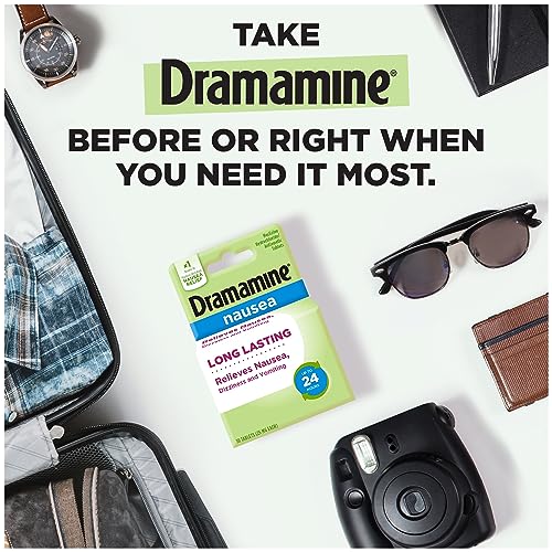 Image of Dramamine Nausea Relief, with Meclizine HCl for Long-Lasting Relief of Nausea, Vomiting & Dizziness, 10 Tablets, Pack of 4
