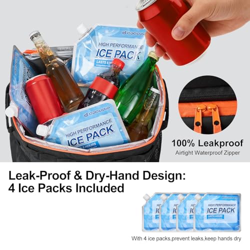 Image of Odoland 72 Can Rolling Cooler Bag with Wheels & Handle, Collapsible Insulated Ice Chest for Beach, Camping & Tailgating - Portable Travel Soft Cooler on Wheels, Collapses for Easy Storage
