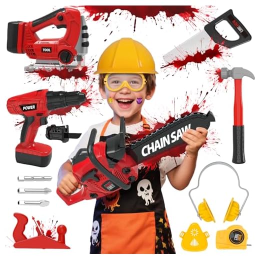Kids Tool Set with Electric Toy Drill Chainsaw Jigsaw Toy Tools, Realistic Kids Power Construction Pretend Play Tools Set Toy STEM Playset Toddler Toys Kit for Toddler Boy Girl Kid Child Tool Set Toy
