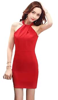 Amazon.co.jp: ワンピース ノースリーブ ミニ M 赤