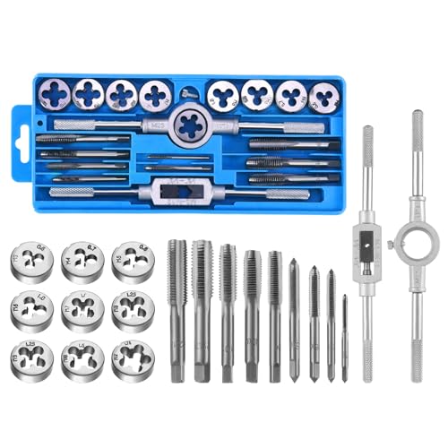Faankiton 20PCS Tap and Die Set M3-M12 Alloy Steel Metric Tap and Die Kit