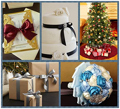 Abbaoww 1/2 Inch 50 Yards Gold Double Face Satin Ribbon For Gift Wrapping Bow Making Wedding Decor Diy Sewing Floral Crafts #TOP6