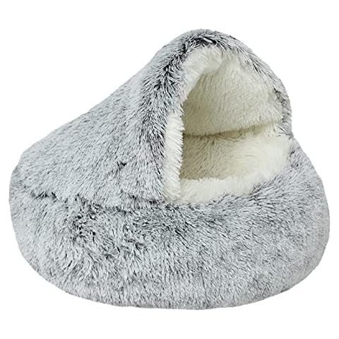 WGYTECH Cat beds for Indoor Cat Cave Hooded Plush Donut Cat Bed House,Warm Fleece Pet Cushion Sofa,Faux Fur Round Comfortable Self Warming Indoor Sleeping Bed For Indoor Kittens and Puppy Small Dogs Cover