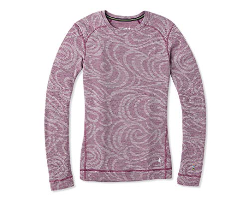 Smartwool Women’s Base Layer Top - Crew Sangria Snow Swirl Large