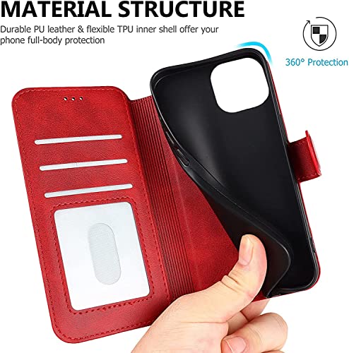 Funda para iPhone 14 de cuero con soporte horizontal para ver vídeos cómodamente 6