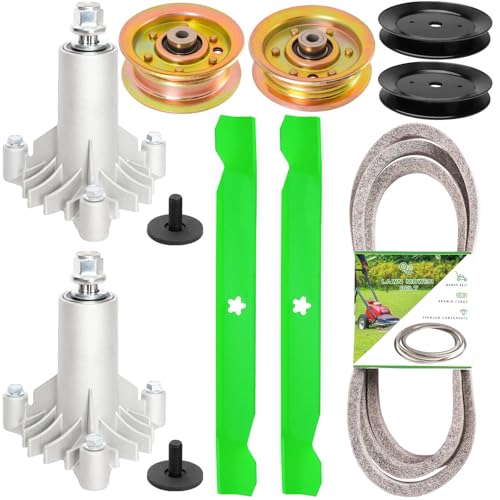JXJKCZ 42 Inch Deck Rebuild Kit for Craftsman LT1000 LT2000 DYT4000 DLT3000 Husqvarna Poulan Pro Riding Mower 2 Spindle 130794 2 Blade 134149 2 Idler 173437 131494 2 Pulley 153535 1 Belt 144959