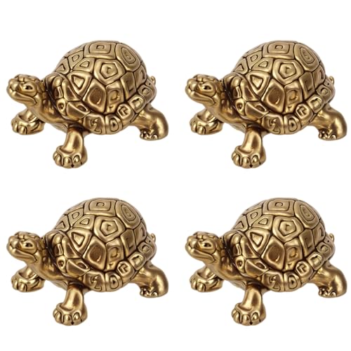 Fukaisu 4stk Mini Schildkrötenförmige Kupfer-Badeplatten-Dekorationen, Kupfer Vogelbad-Reinigungsscheibe Dekorativer Vogelbad-Reiniger Universell Passend für Outdoor-Vogelbäder & Schalen