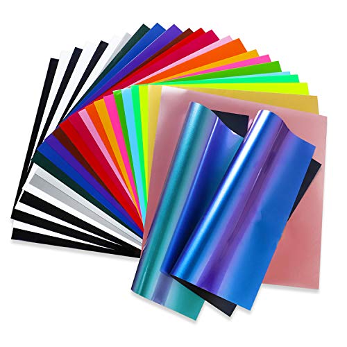 VINYL FROG Iron on Vinyl Pack Chameleon HTV 26 Sheets Assorted Colors Pack 12"x12" Sheet Heat Transfer Vinyl Bundle for Garment DIY