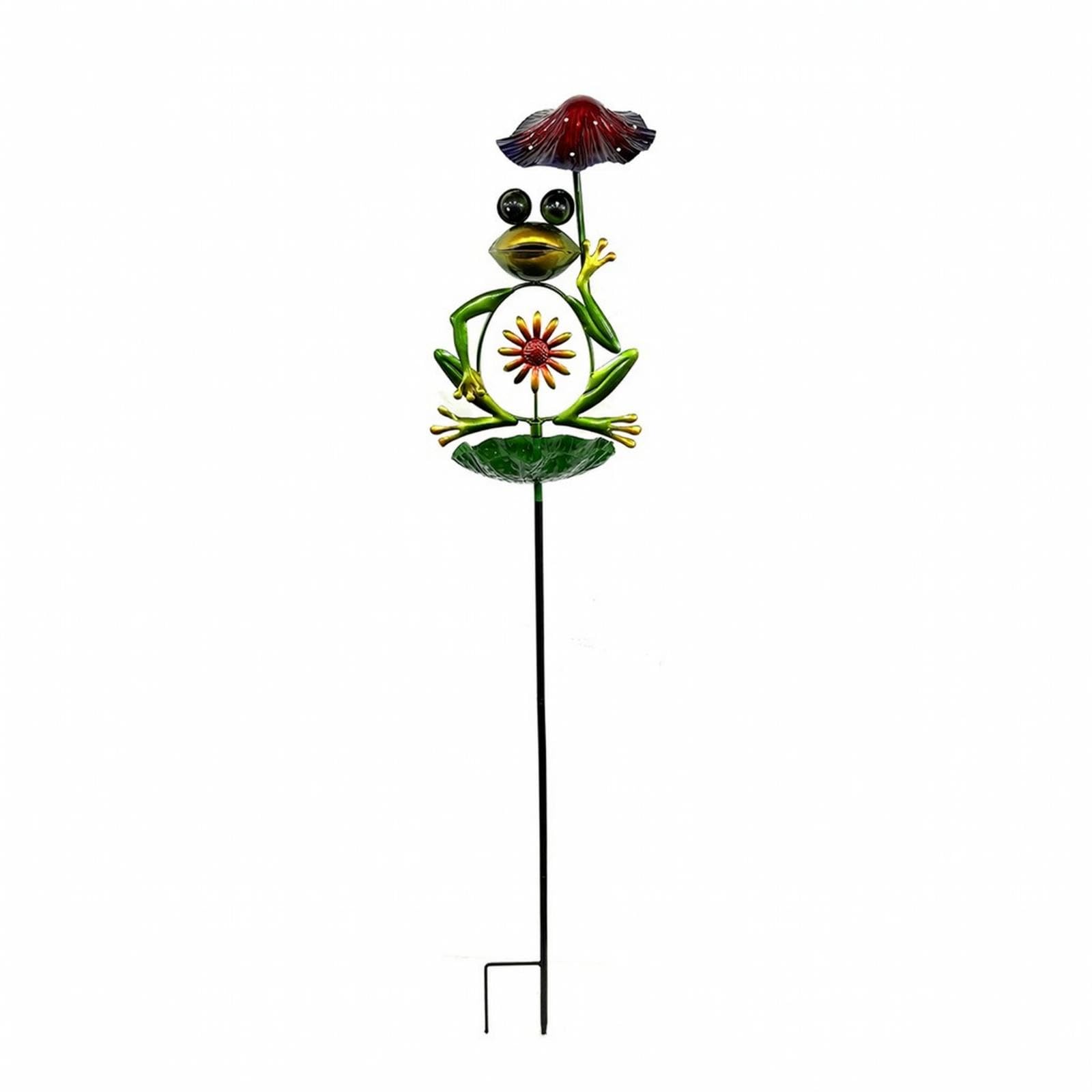Frog Garden Stake Whimsical Metal Garden Stake with Foliage Base Outdoor Yard Art for Gardeners, Homeowners, Flower Beds, Pondsides, Courtyards-image-19