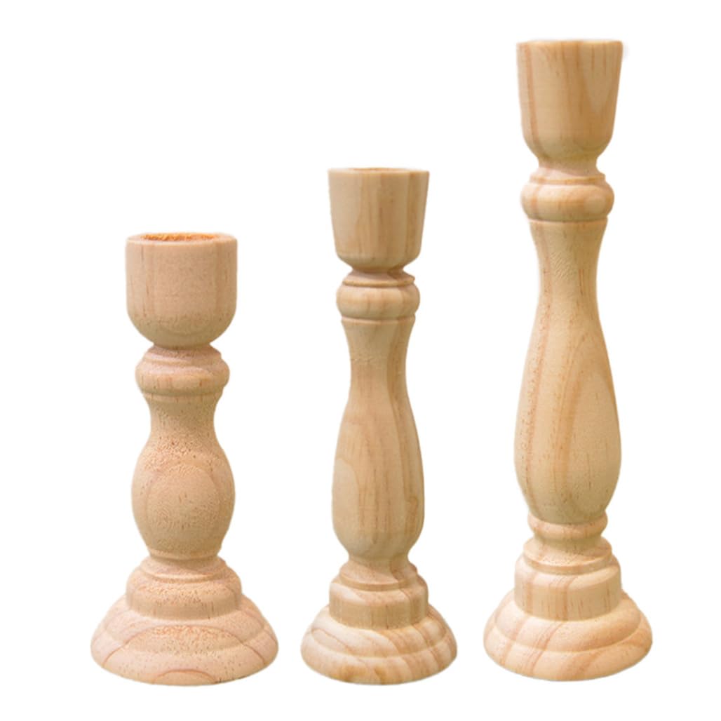 Wooden Candle Holder Wooden Holder Antique Candle Holder Tealight Holders Unfinished Candle Sticks 3PCS