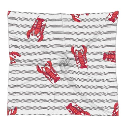 Strips Lobster Head Scarf for Women 23.6 Inch Fashion Bandana Lightweight Square Silk Like Hair Scarf for Neck Headscarf Hair Wraps Kerchief Handkerchiefs Decor Gifts