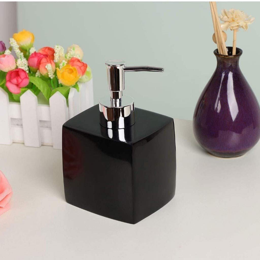 Dispenser di sapone a pompa, ricaricabile per cucina e bagno, design quadrato in resina, capacità 350 ml, accessori da bagno eleganti