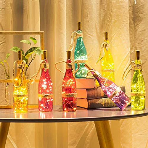 Image of Lexton 20 LED Wine Bottle Cork Lights Copper Wire String Lights, 2M /7.2FT Battery Powered DIY (Warm White, 1 Piece) (Lex-Cork-String-Light)