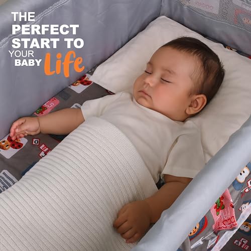Image of Baby Cradle Swing with Polka Dot Pattern,Portable Foldable Design, Indoor Nursery Furniture (Grey 5)
