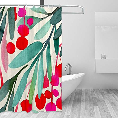 Rideau de douche en polyester motif fleuri traité anti moisissure avec crochets - 5