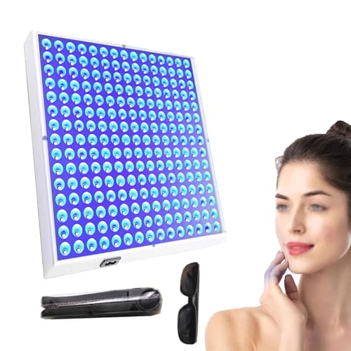 Lampe de bronzage, lampe de bronzage for le visage à suspension 460 nm avec masque for les yeux et support, 225 LED pleine lumière bleue, lampe de bronzage for la maison, appareil auto-bronzant for la