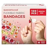 Quick Aid First Aid Variety Pack 100 Count Flower Bandages Fun Floral Prints, Adhesion Soft Breathable, Latex-Free Bandages for Minor Cuts Scrapes, First Aid Supplies for Kids Adults