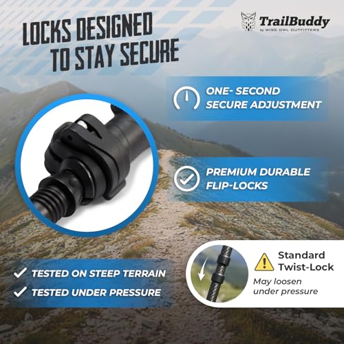 TrailBuddy 3K Carbon Fiber Hiking Poles - Collapsible Lightweight Trekking Poles for Hiking - Adjustable Walking Sticks for Women, Men, Seniors with All-Terrain Tips, Baskets & EVA Grips