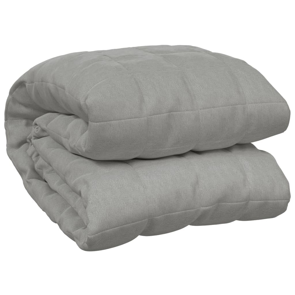 vidaXL Weighted Blanket Bedroom Bedding Calming Cotton Weighted Quilt Blanket for Anxiety Stress Relief Grey 220x230 cm King 15 kg Fabric