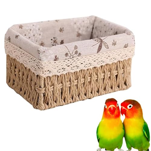 Image of Bird Nest, Parrot House, Parrot Hammock, Bird Bed, Detachable Small Animals House, Hand Woven Small Bird Nest for Cage, for Lovebirds, Parakeets, Cockatiels, Doves 7.1 x 4.7 x 3.9 in