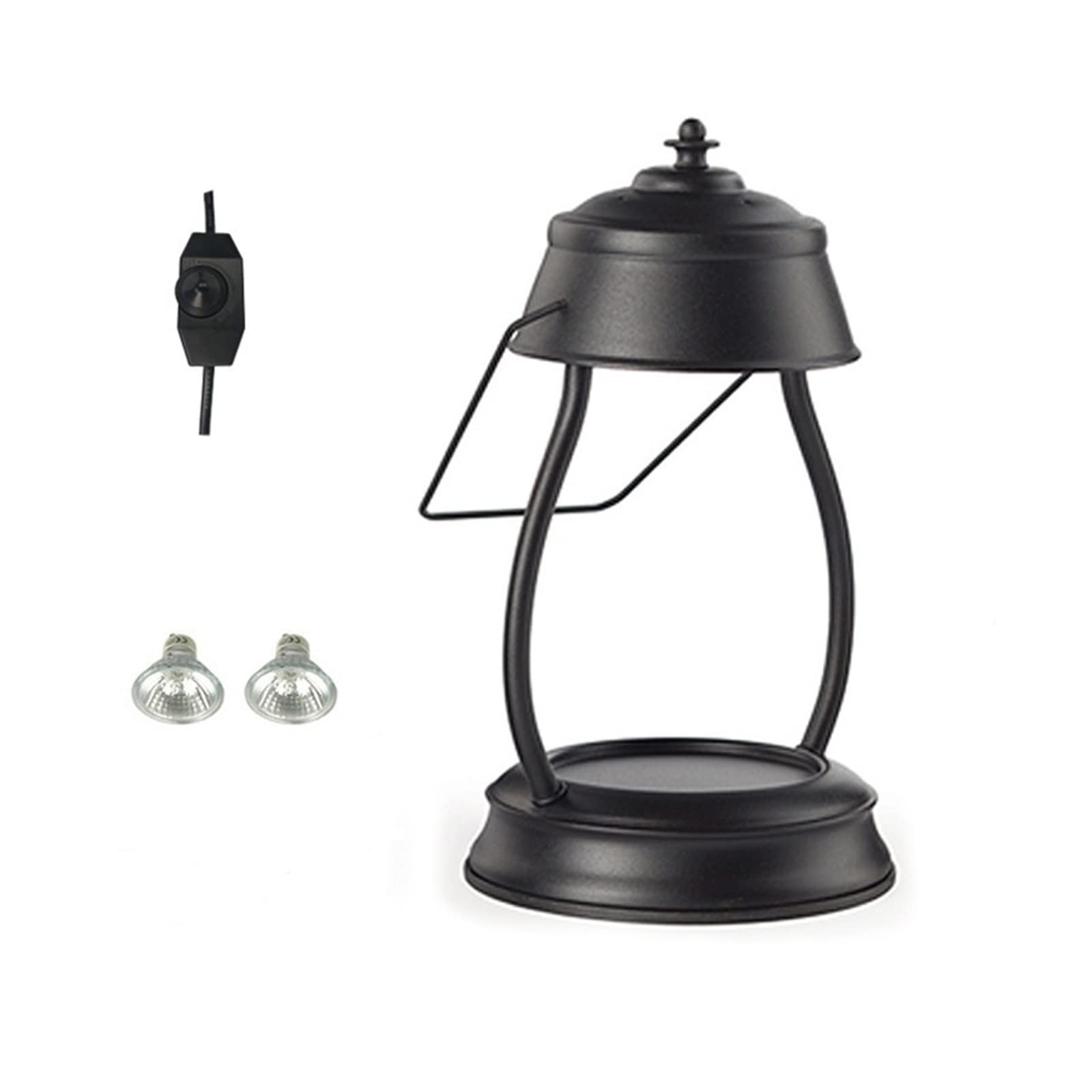 DCDCD Candle Warmers With 2PCS Lamp 35W GU10 Safety Hurricane Candle Warmer Lantern For Top-Down Candle Melting Table Decor Lighting(Nero)