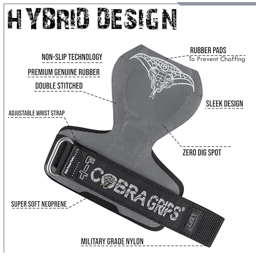 Image of Cobra Grips Weight Lifting Gloves with Adjustable Neoprene Padded Wrist Wraps - Heavy Duty Alternative to Power Lifting Hooks for Deadlifts